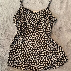 Lush Black and Cream Heart Print Cami Top Small Medium